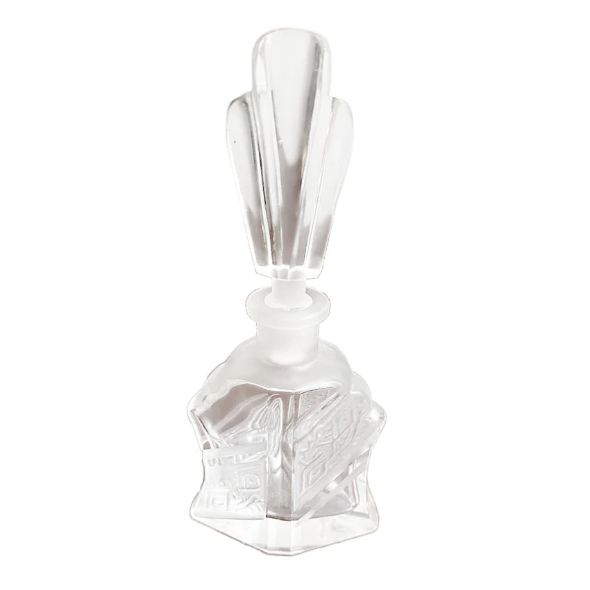 Art Deco crystal perfume bottle with etched design