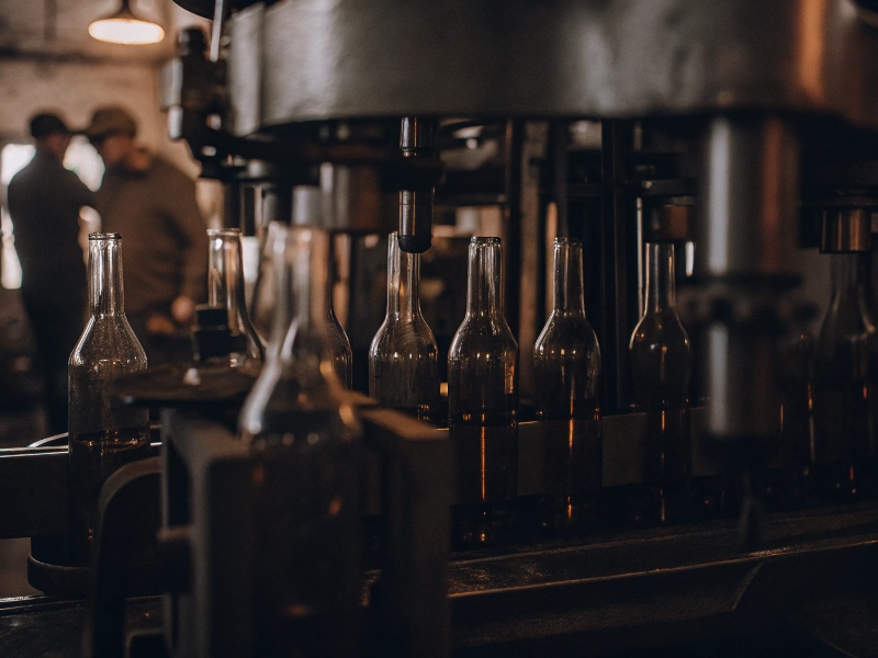 Image of IS machine forming bottles